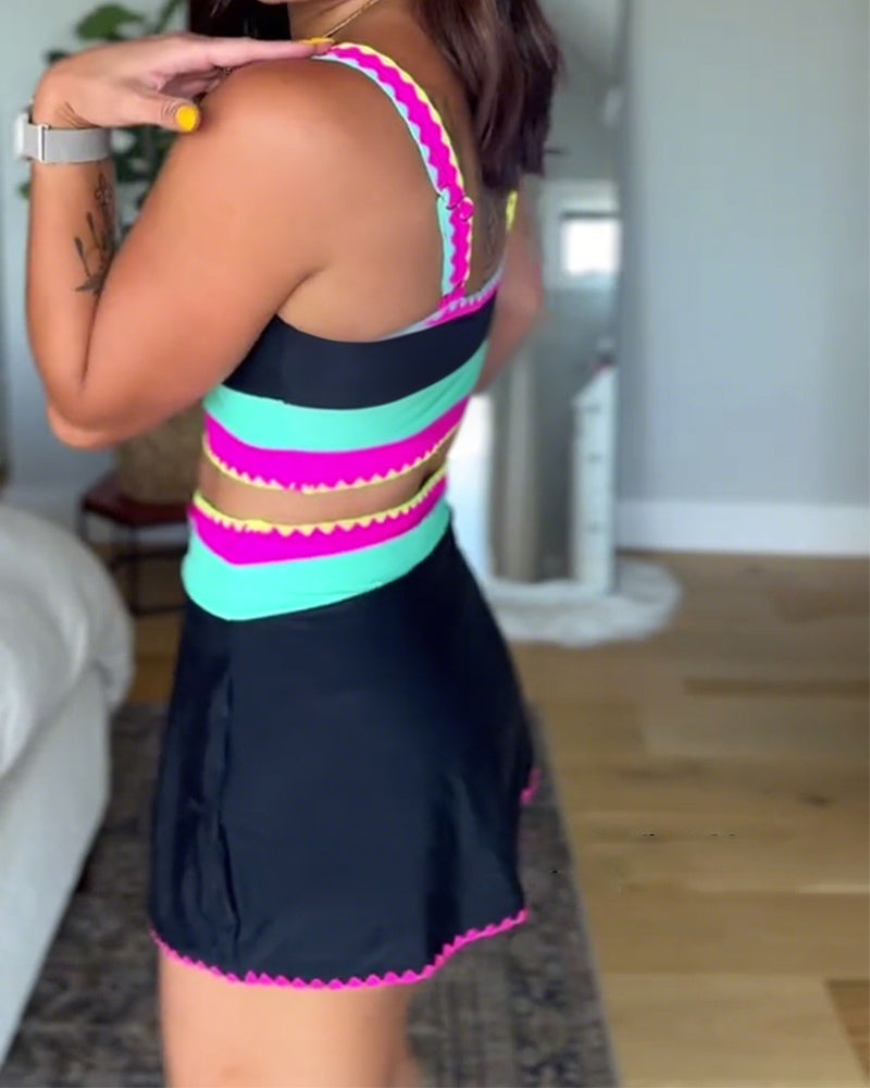 Myra | Chic Three-Piece Color Block Swimwear