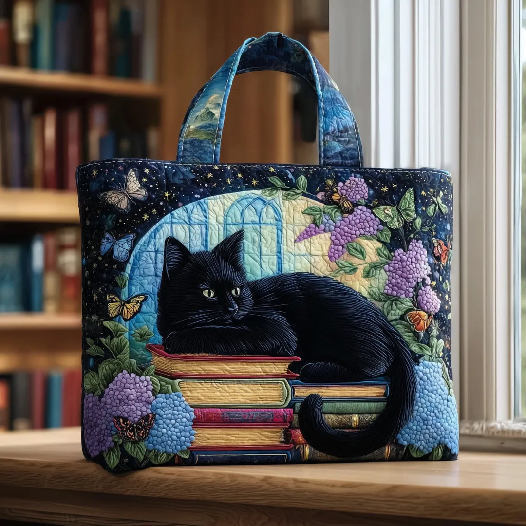 Handcrafted Bag - The Black Cat & Books Design