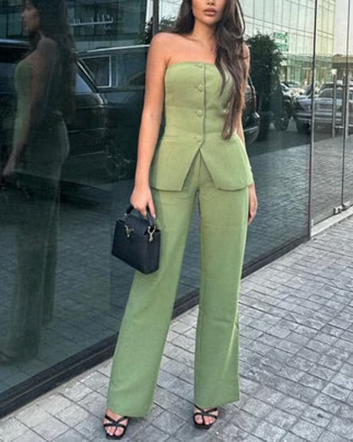 BRIA - Sleeveless Two-Piece Button-Up Set