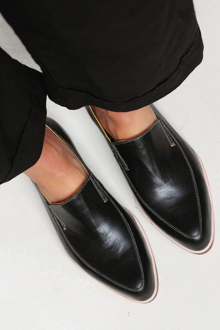 Zofia™ | Black Patchwork Slip-On Moccasin