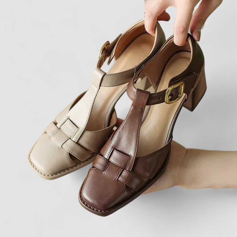 Scarlett – T-Strap Block Heels with Orthopedic Support