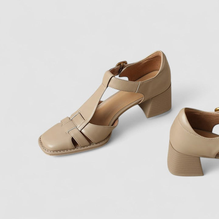 Scarlett – T-Strap Block Heels with Orthopedic Support