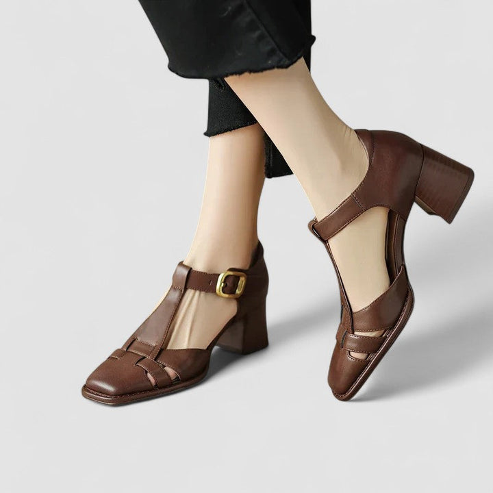 Scarlett – T-Strap Block Heels with Orthopedic Support