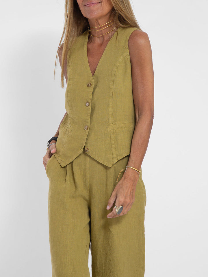 Aira - Button-Up Vest & Wide-Leg Trousers