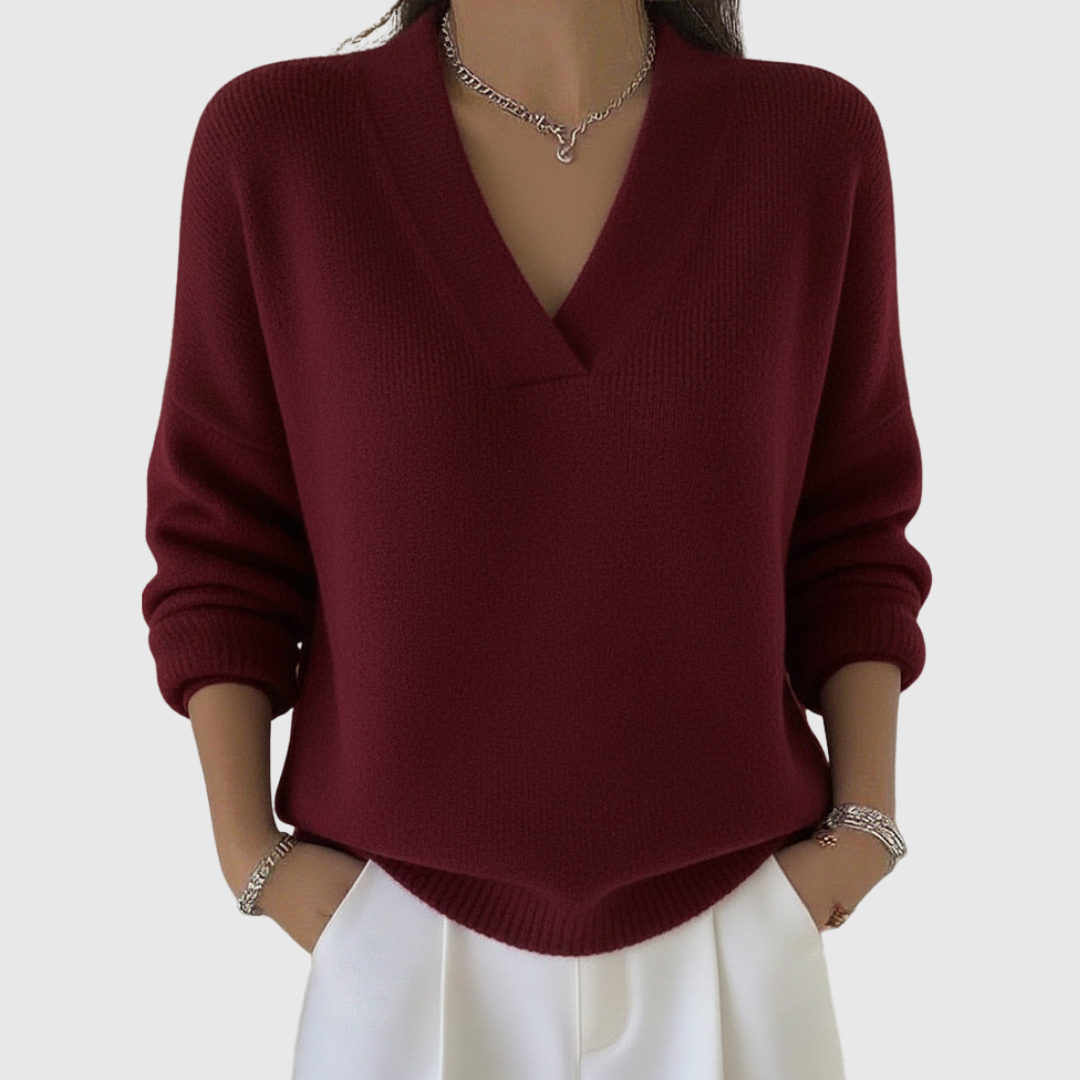 Faye | Cozy Relaxed Fit V-Neck Sweater