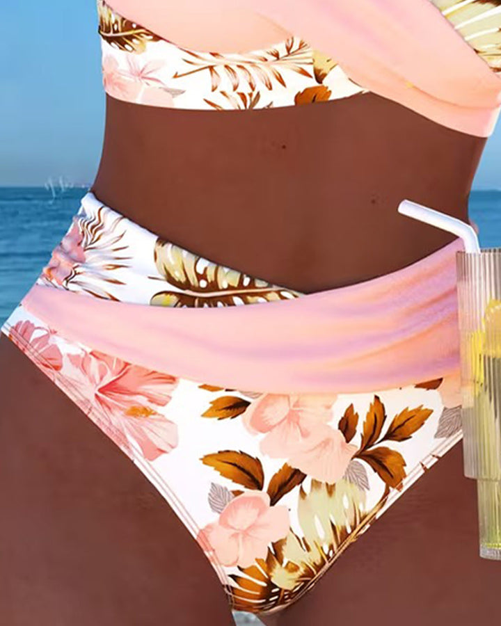 Jolina | Floral Print Split Bikini with Contrast Details