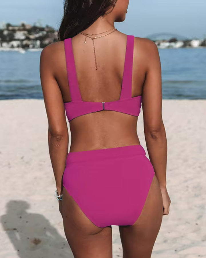 Claire | Classic High-Waisted Solid Swimsuit