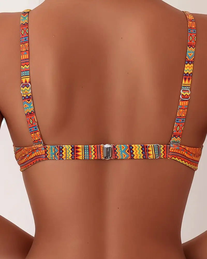 Rose | Striped Print Two-Piece Swimsuit