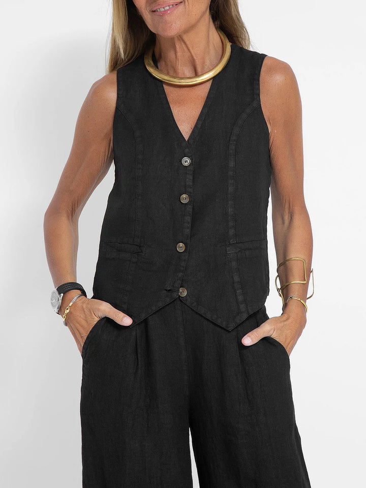 Aira - Button-Up Vest & Wide-Leg Trousers