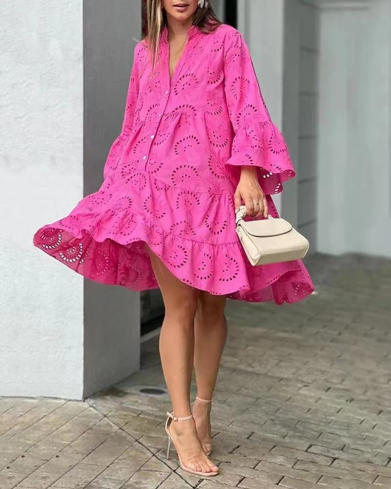 Lydia - Lace-Trimmed Eyelet Dress