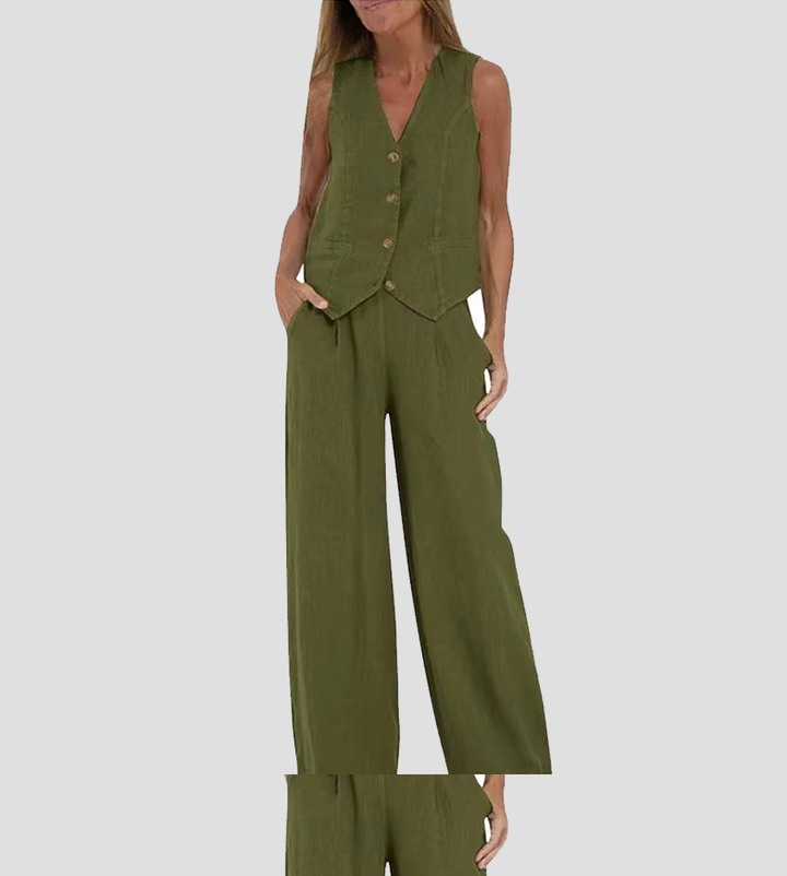 Aira - Button-Up Vest & Wide-Leg Trousers
