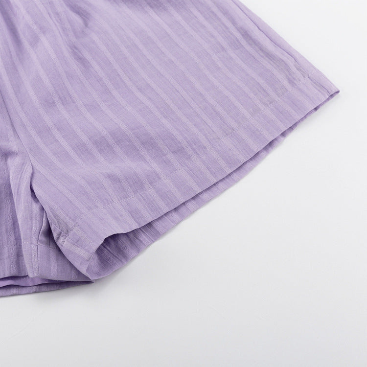 Viola - Stylish Button-Up Shirt and Lightweight Shorts Ensemble