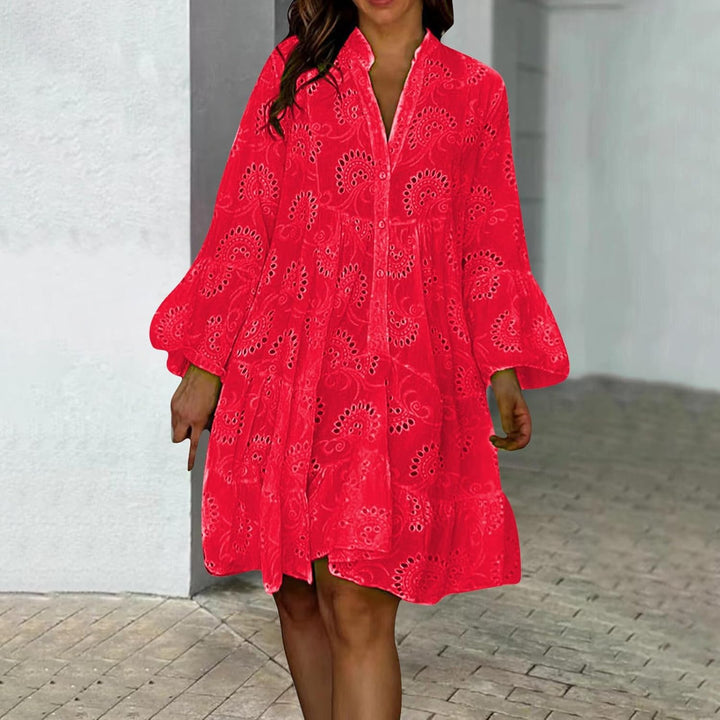 Lydia - Lace-Trimmed Eyelet Dress