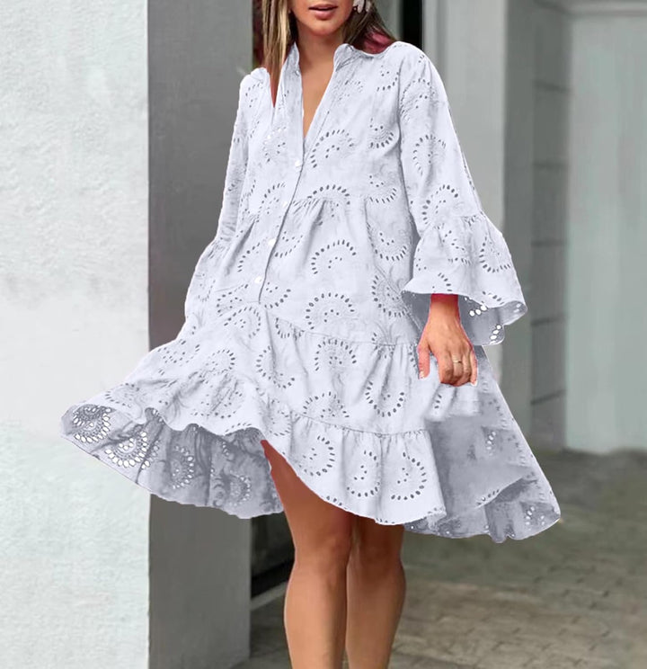 Lydia - Lace-Trimmed Eyelet Dress