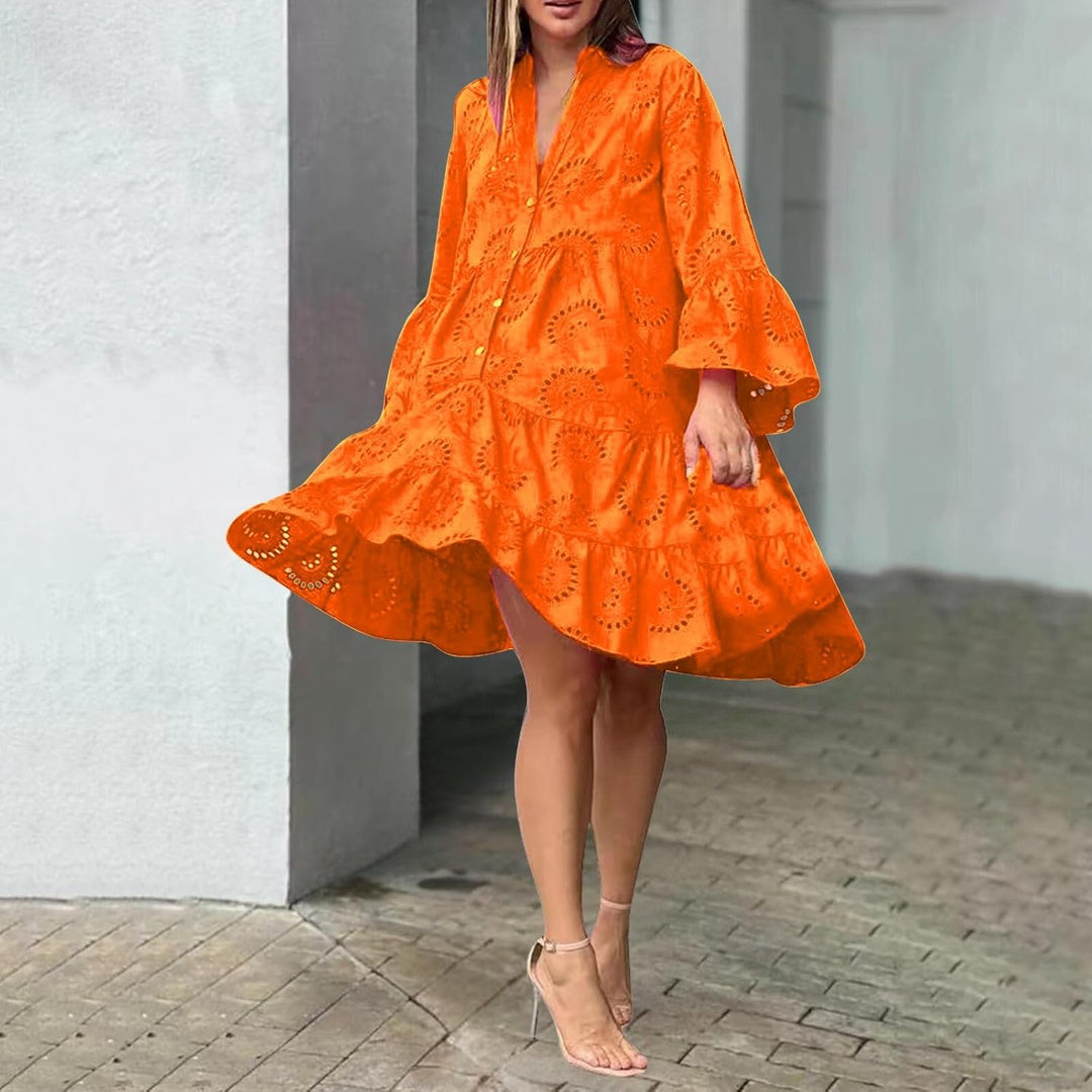 Lydia - Lace-Trimmed Eyelet Dress