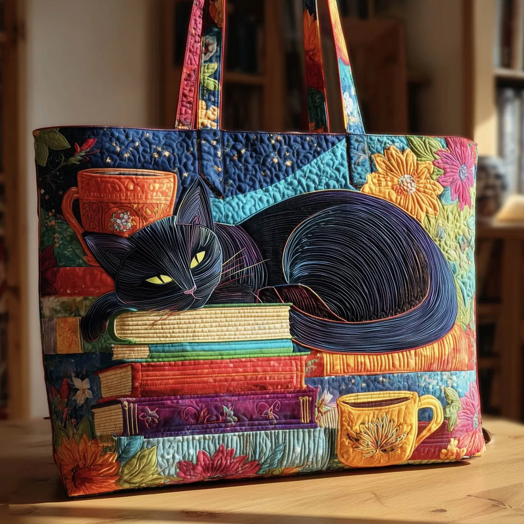 Handcrafted Bag - The Black Cat & Books Design