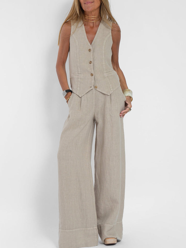 Aira - Button-Up Vest & Wide-Leg Trousers
