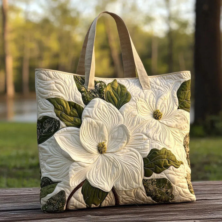 Handcrafted Bag with White Floral Design