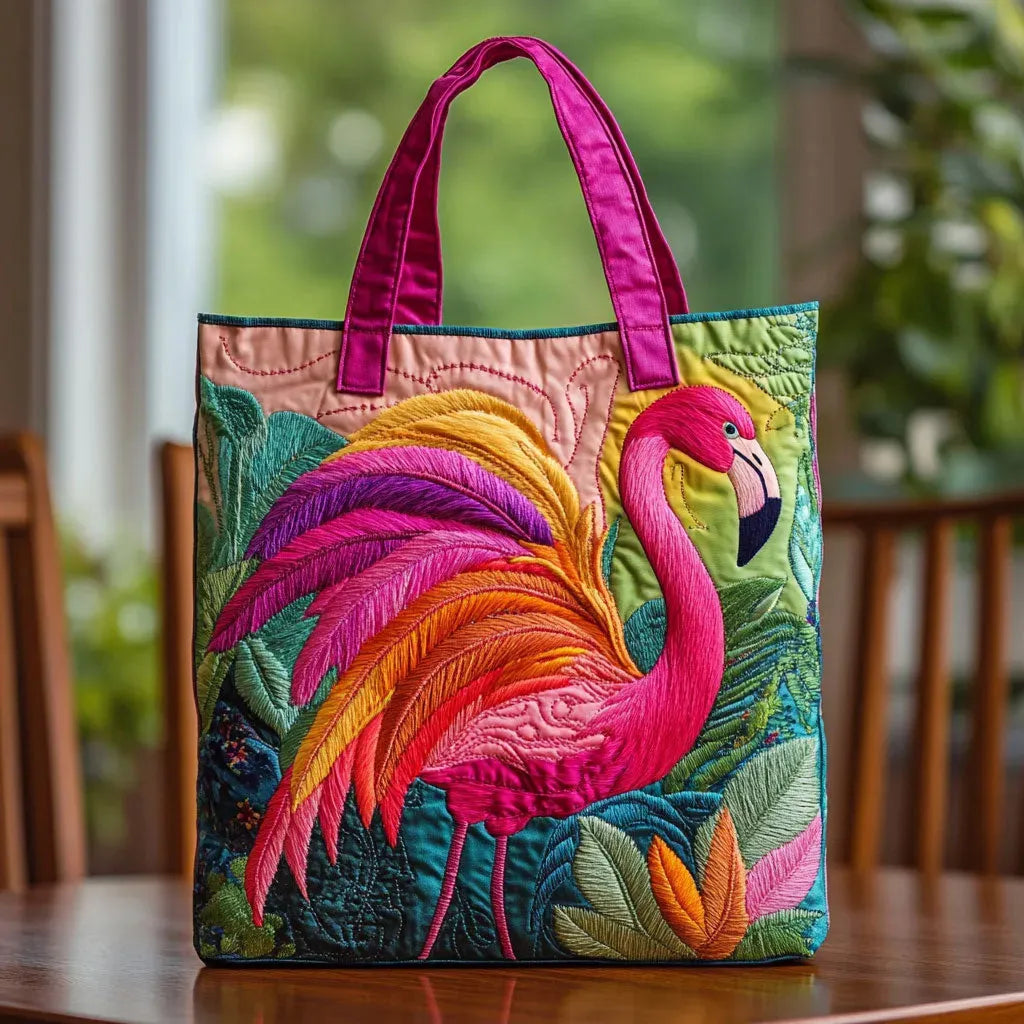 Artisan Flamingo and Rainbow Tote Bag