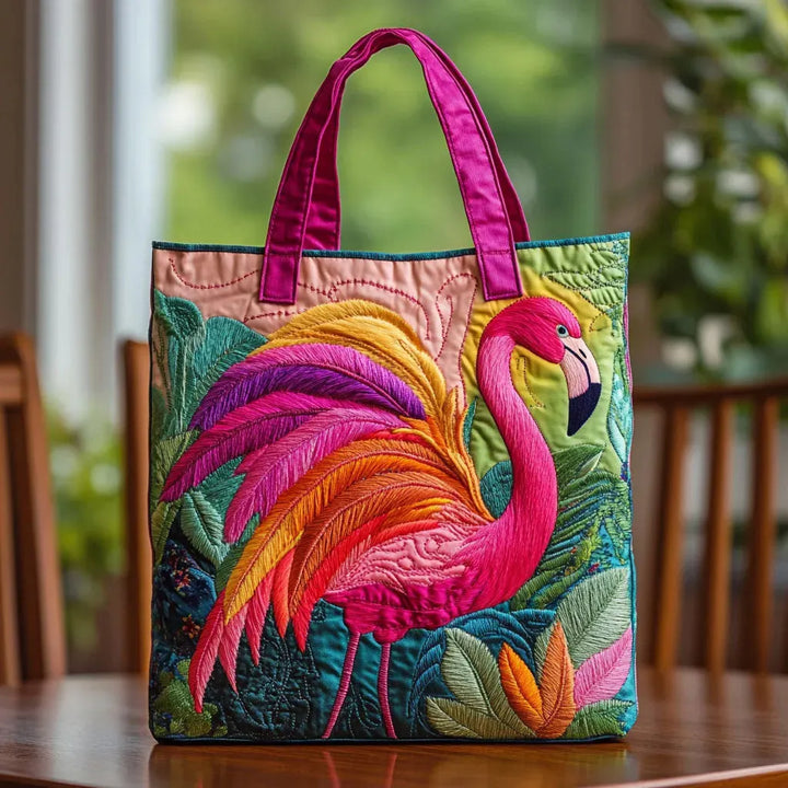 Artisan Flamingo and Rainbow Tote Bag