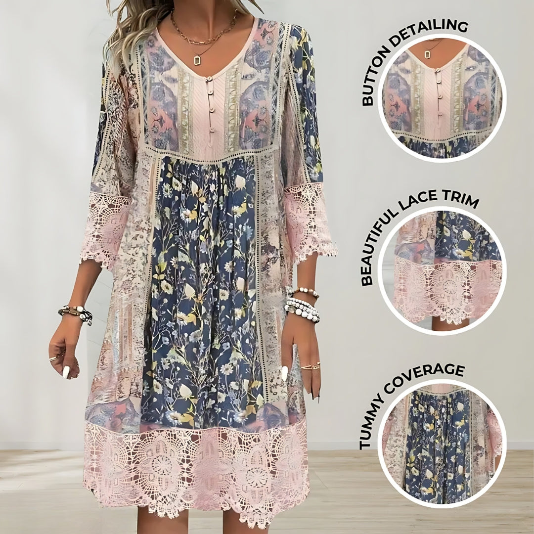 NAYA | Boho Luxe Midi Dress with Fluid Design