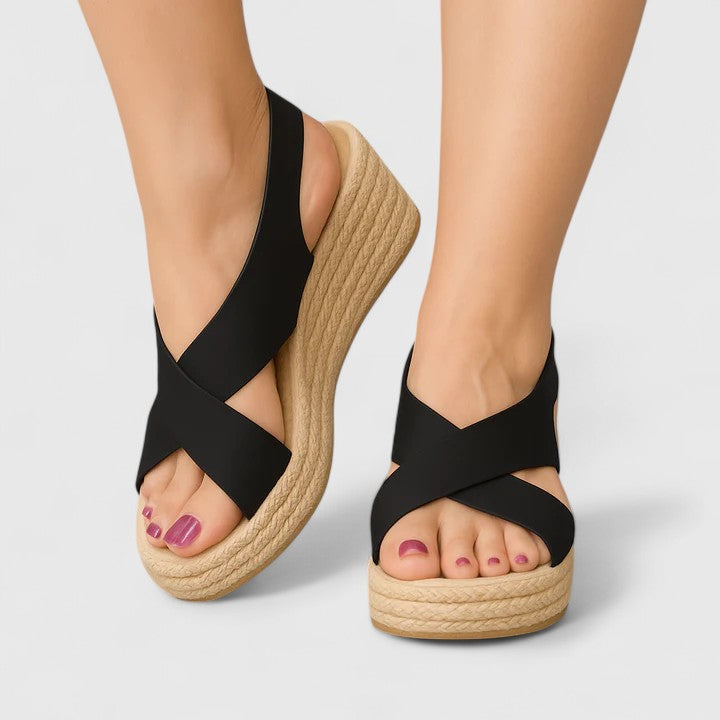 Bellany - Crisscross Wedge Sandals