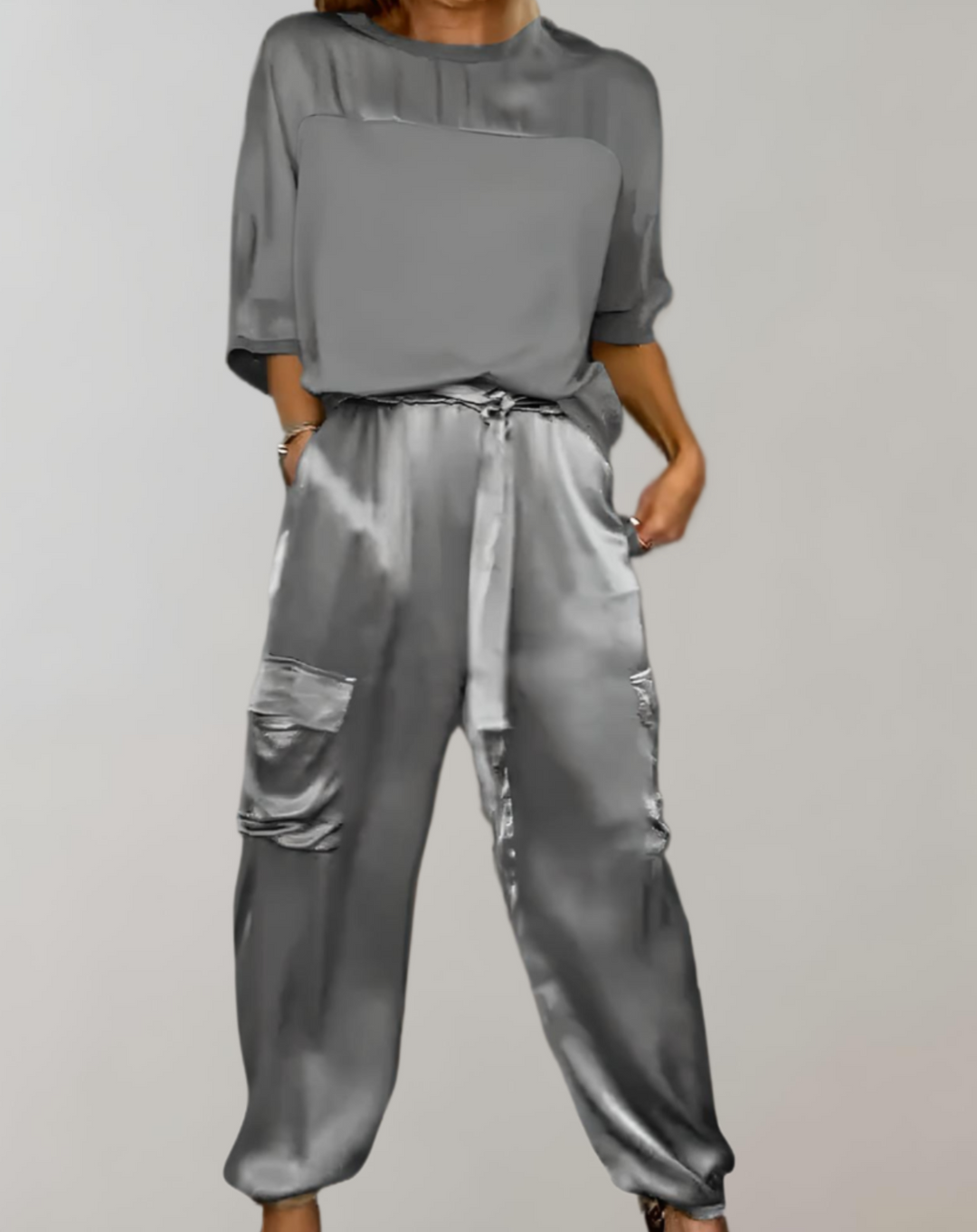 Finley - Luxe Silk Cargo Lounge Ensemble