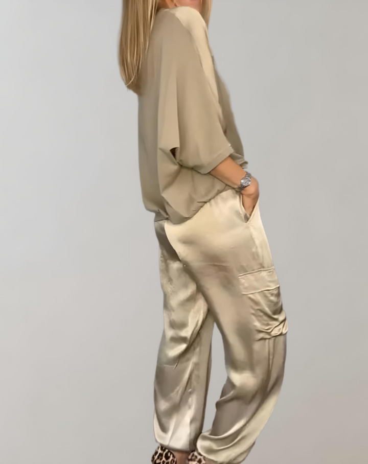 Finley - Luxe Silk Cargo Lounge Ensemble