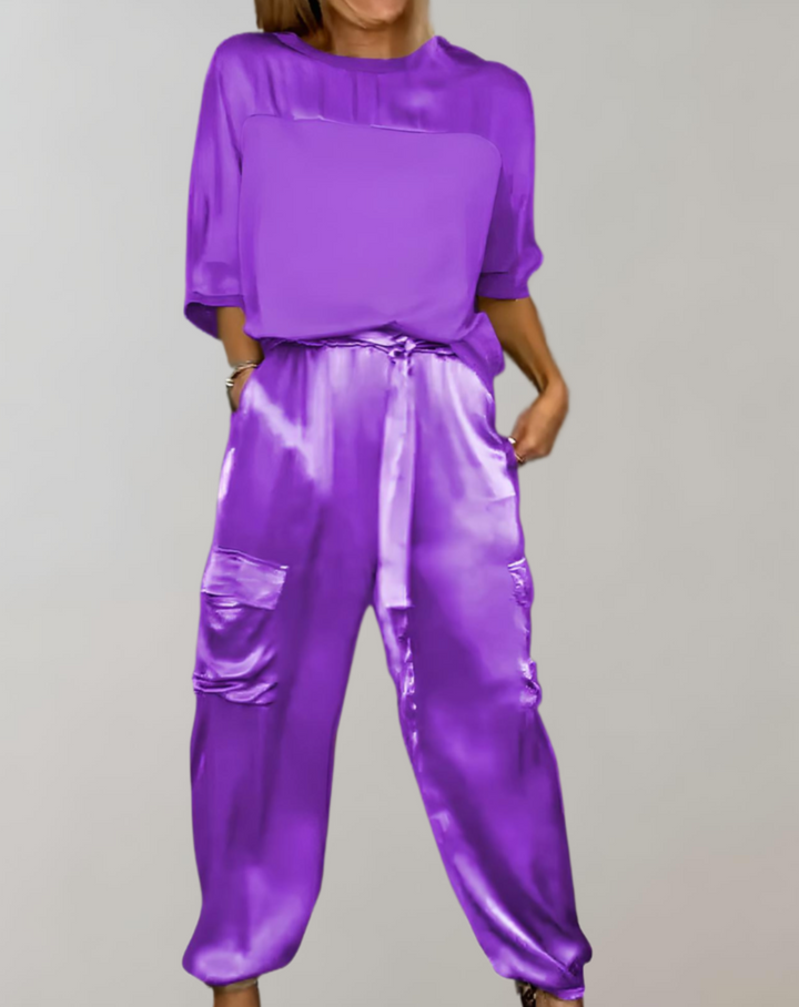 Finley - Luxe Silk Cargo Lounge Ensemble