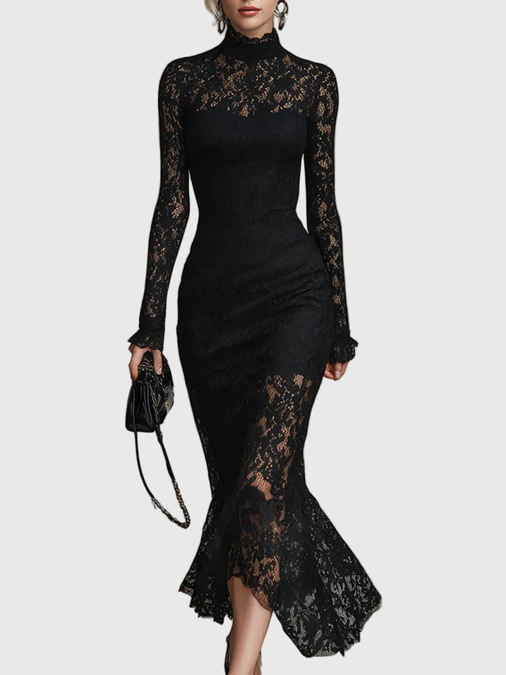 Monica | Sophisticated Flared Lace Maxi Gown