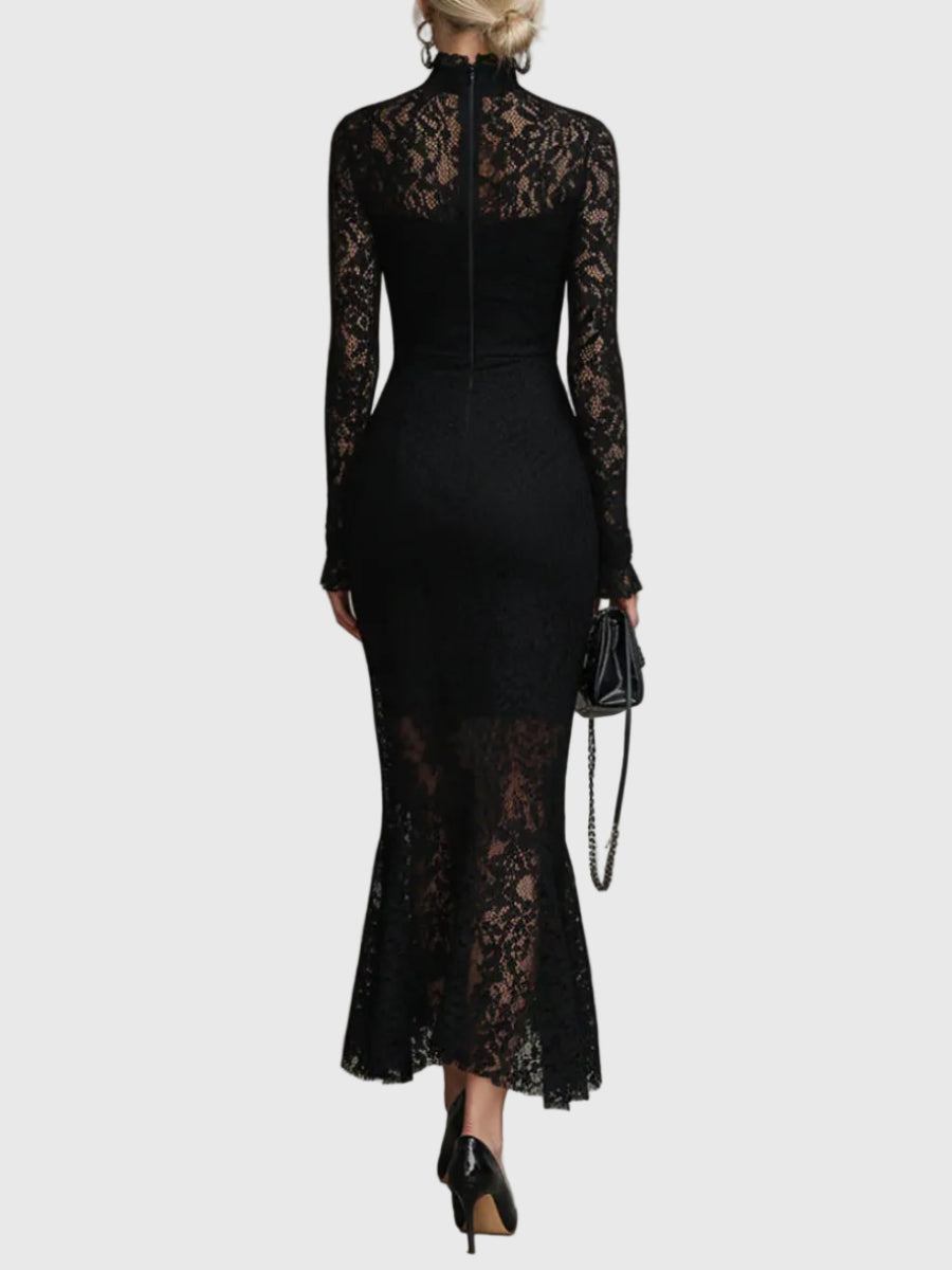 Monica | Sophisticated Flared Lace Maxi Gown