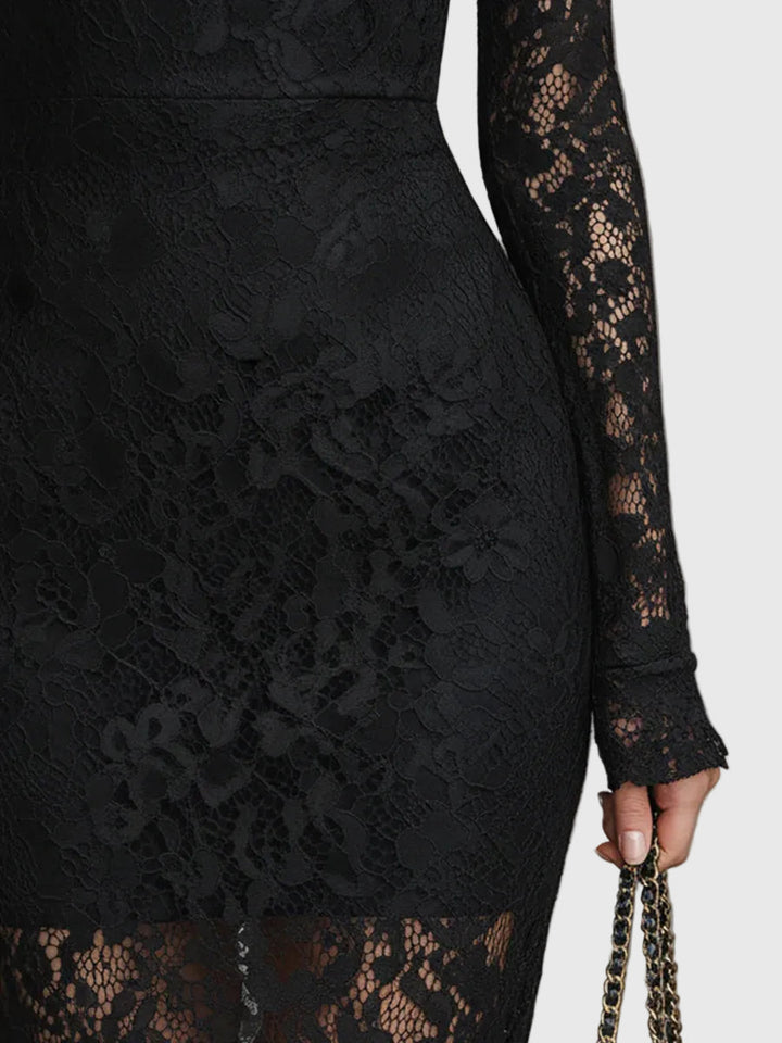 Monica | Sophisticated Flared Lace Maxi Gown