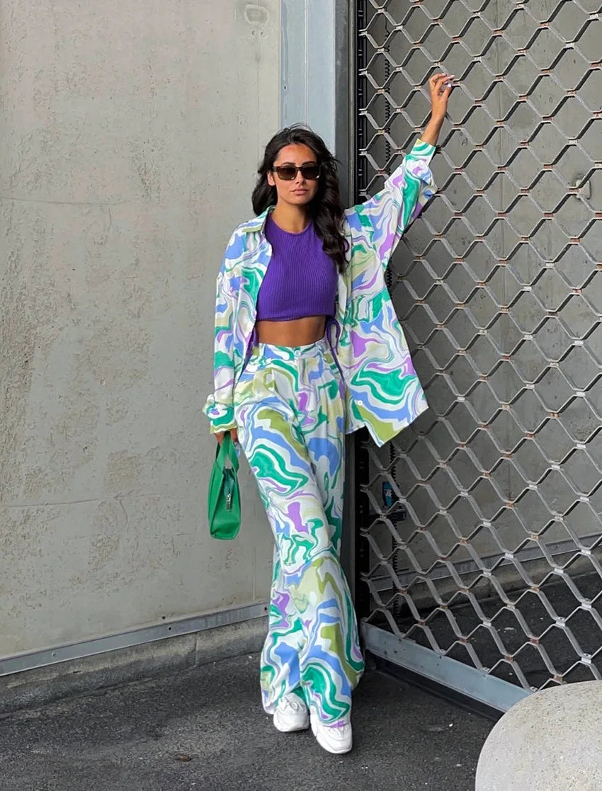 Zyra - Striking Swirl Print Ensemble