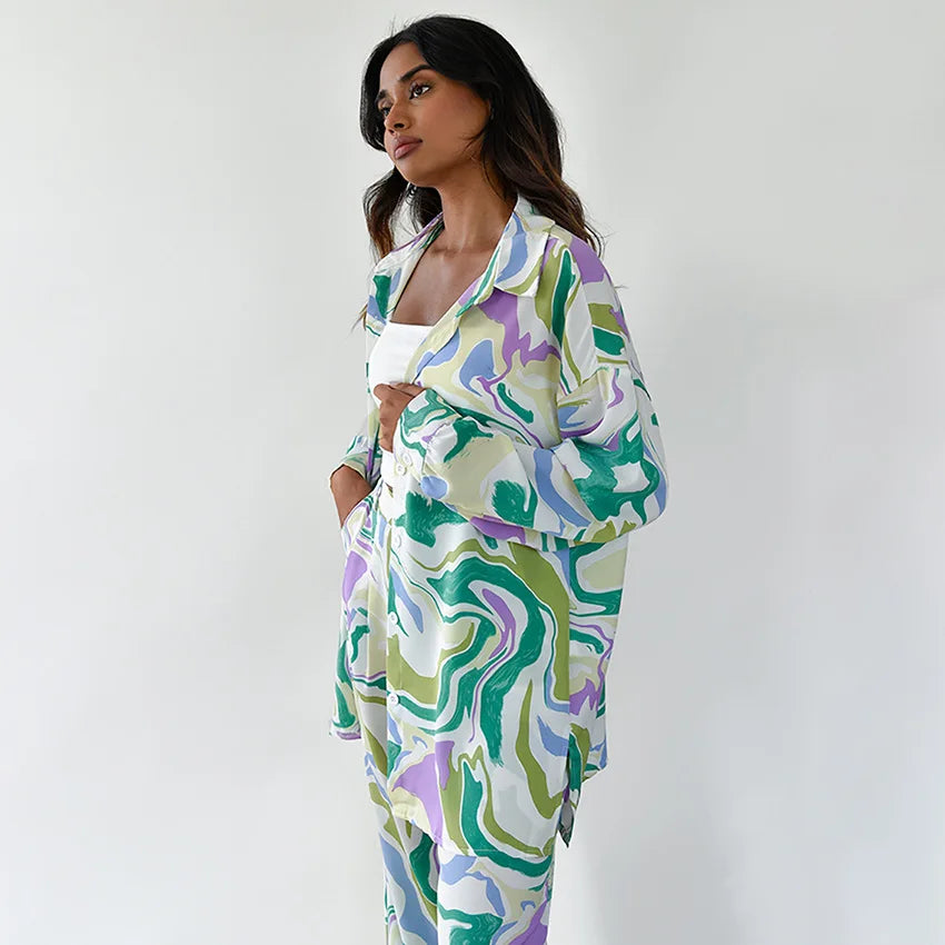 Zyra - Striking Swirl Print Ensemble