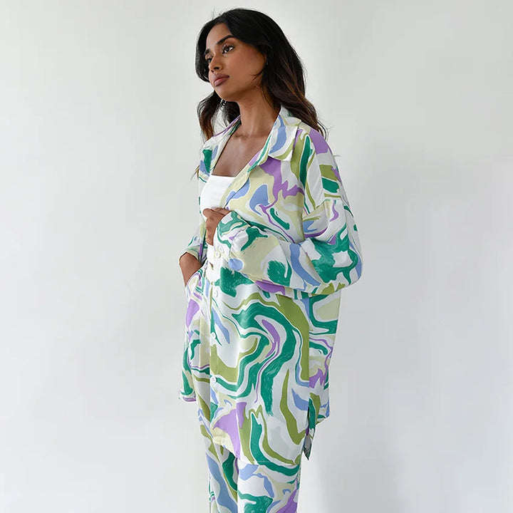 Zyra - Striking Swirl Print Ensemble