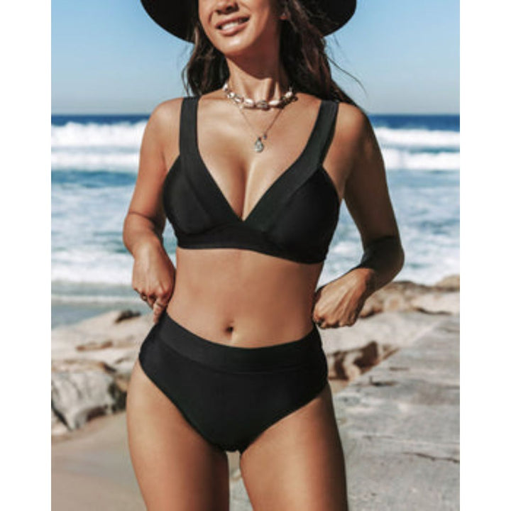 Claire | Classic High-Waisted Solid Swimsuit