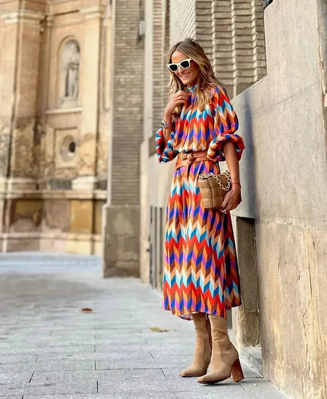Cassandra - Bold Geometric Print Dress