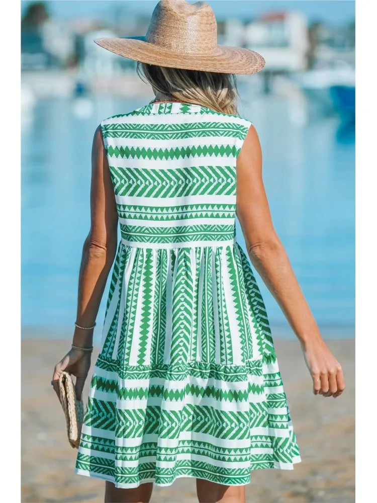 Katrina - Summer Geometric Print Dress