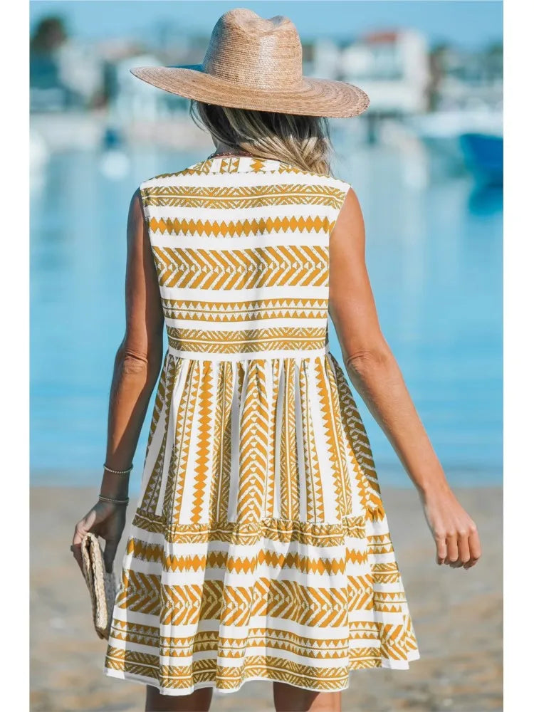 Katrina - Summer Geometric Print Dress