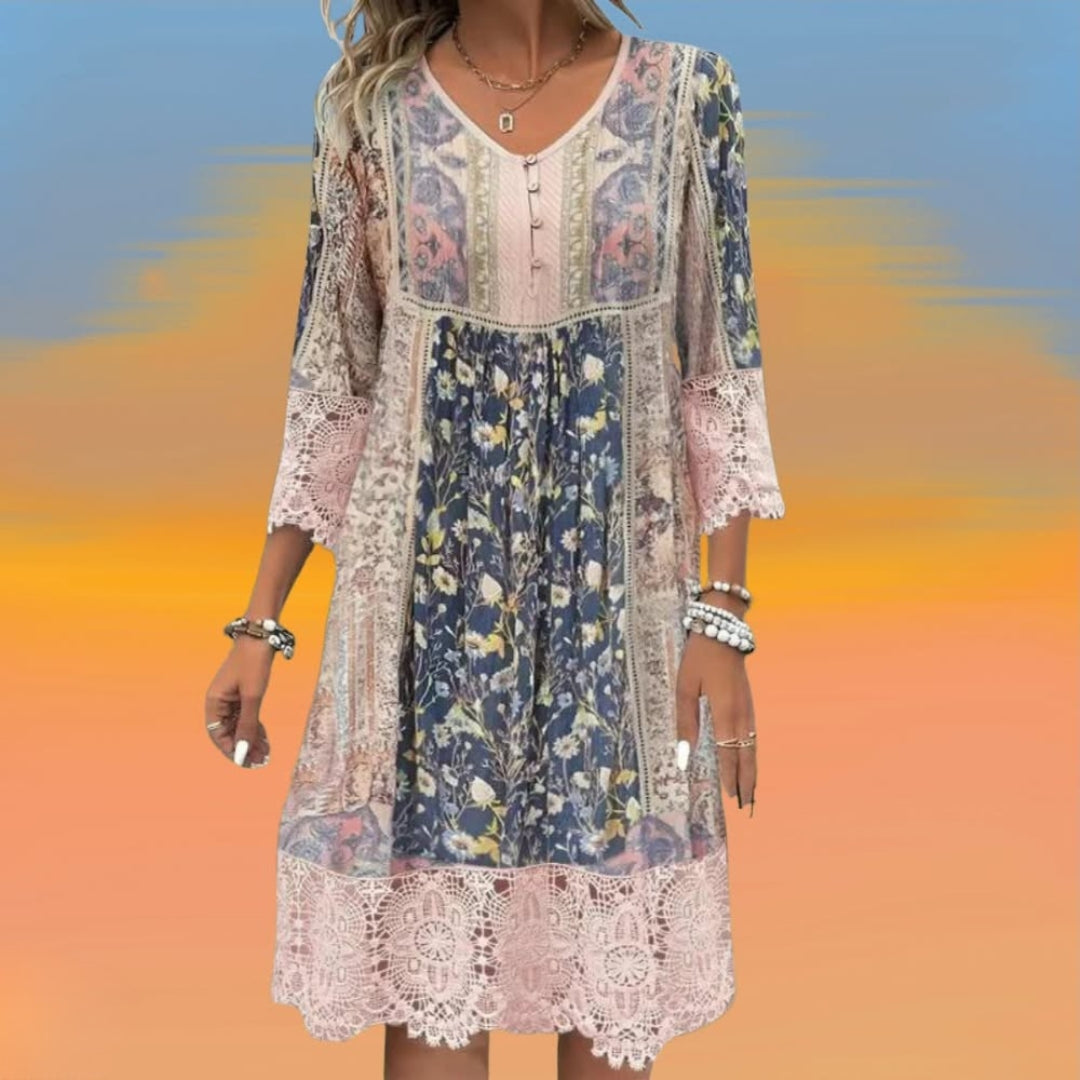 NAYA | Boho Luxe Midi Dress with Fluid Design