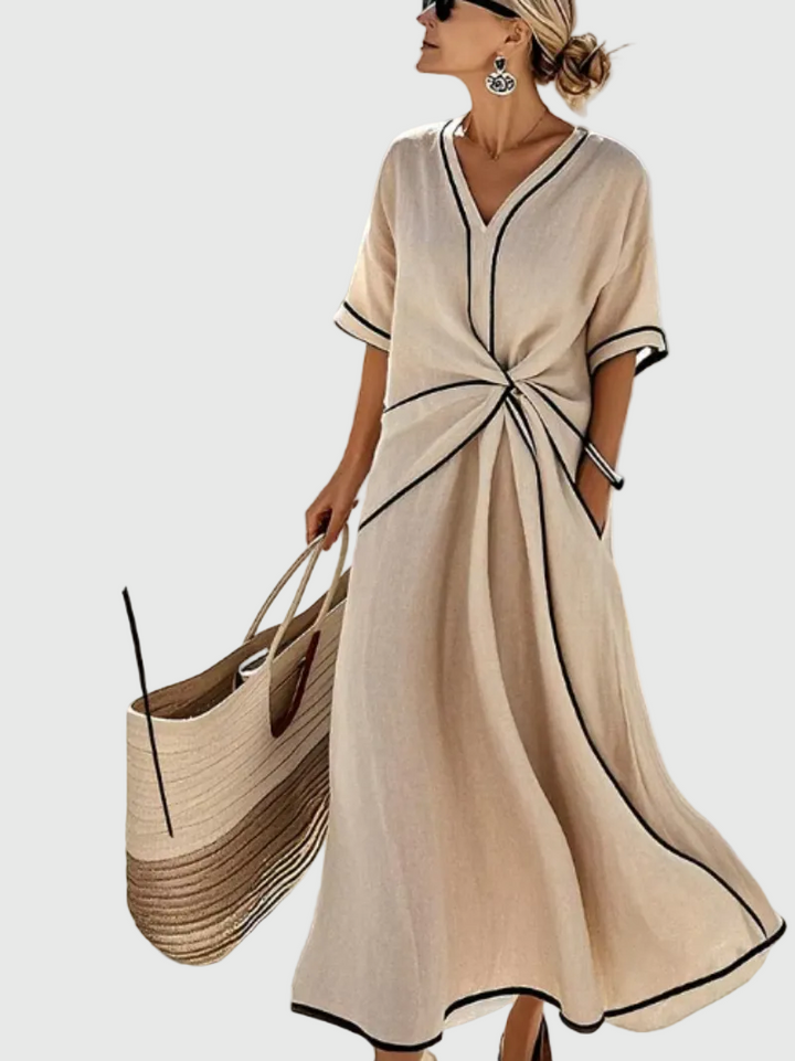 Helena | Elegant Draped Side Maxi Dress