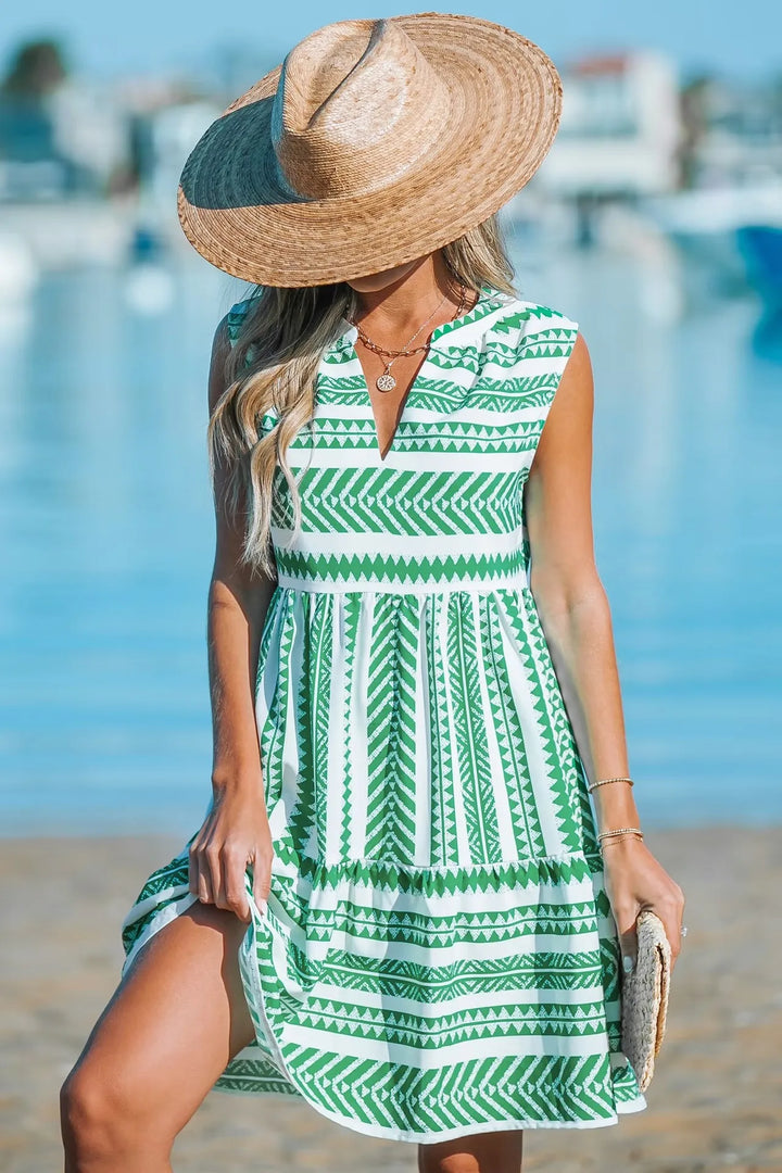 Katrina - Summer Geometric Print Dress
