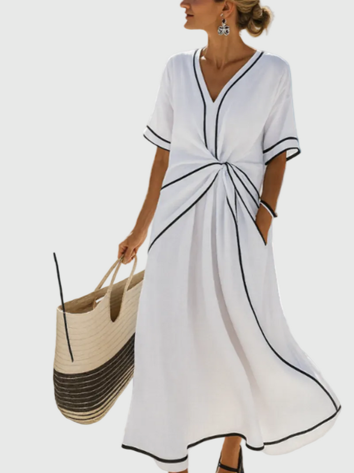 Helena | Elegant Draped Side Maxi Dress
