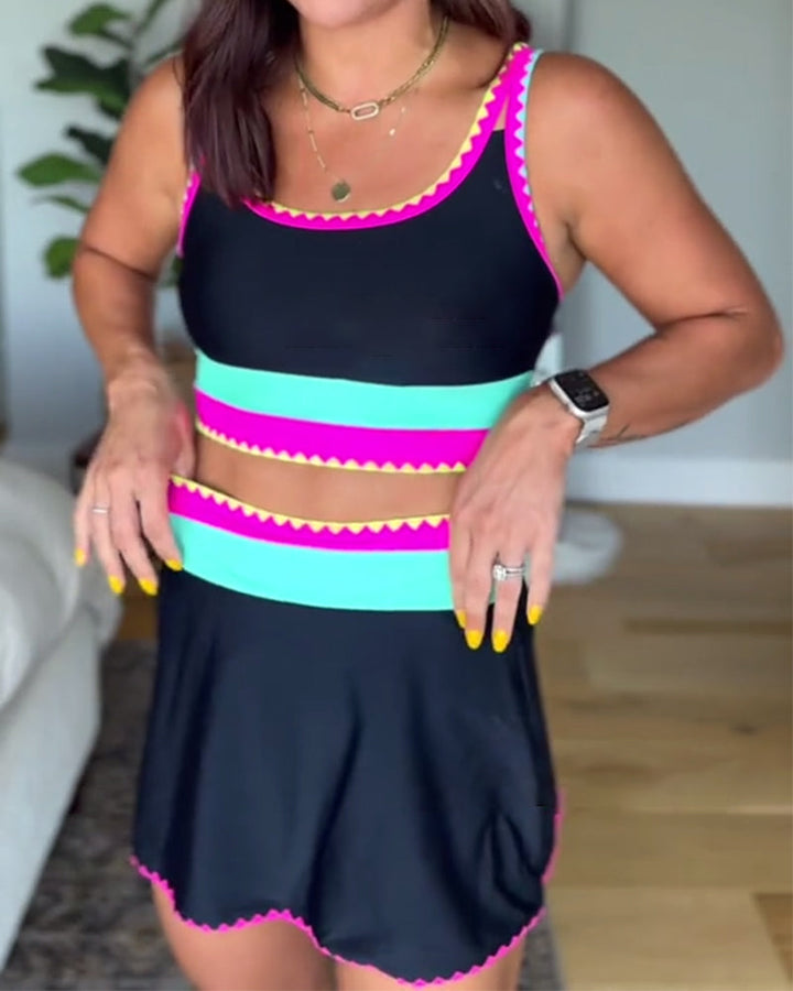 Myra | Chic Three-Piece Color Block Swimwear