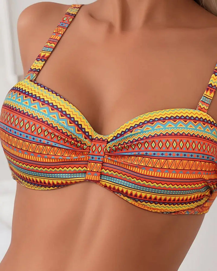 Rose | Striped Print Two-Piece Swimsuit