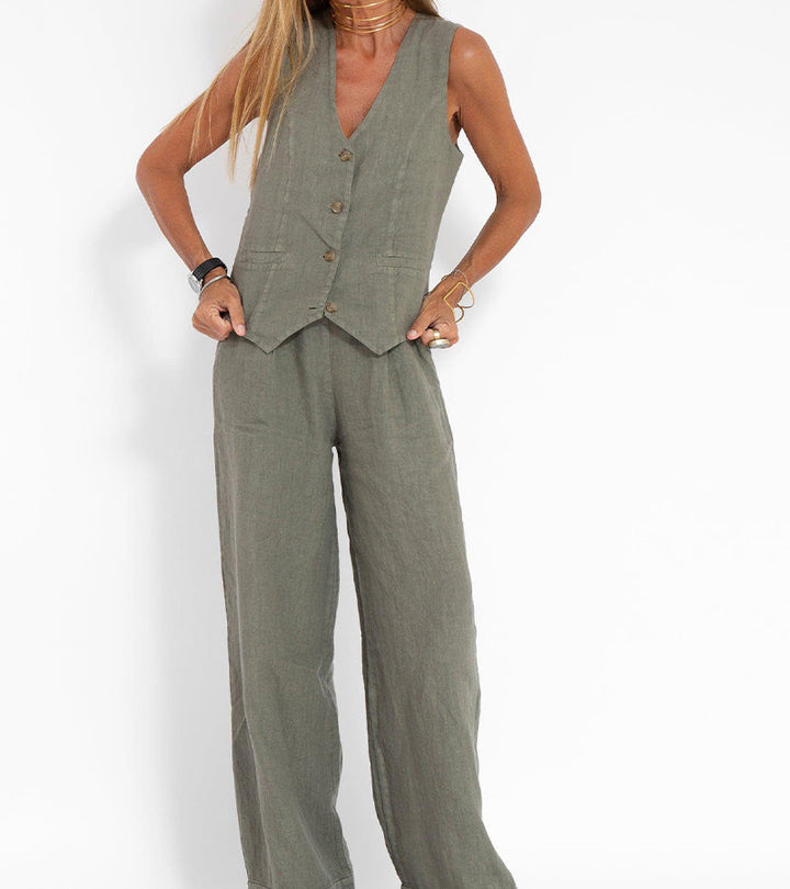 Aira - Button-Up Vest & Wide-Leg Trousers