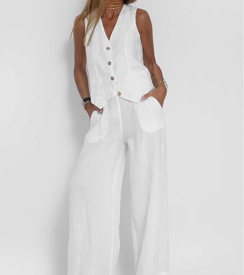 Aira - Button-Up Vest & Wide-Leg Trousers