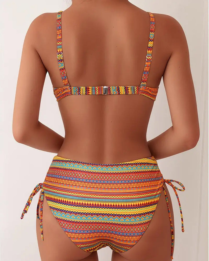 Rose | Striped Print Two-Piece Swimsuit