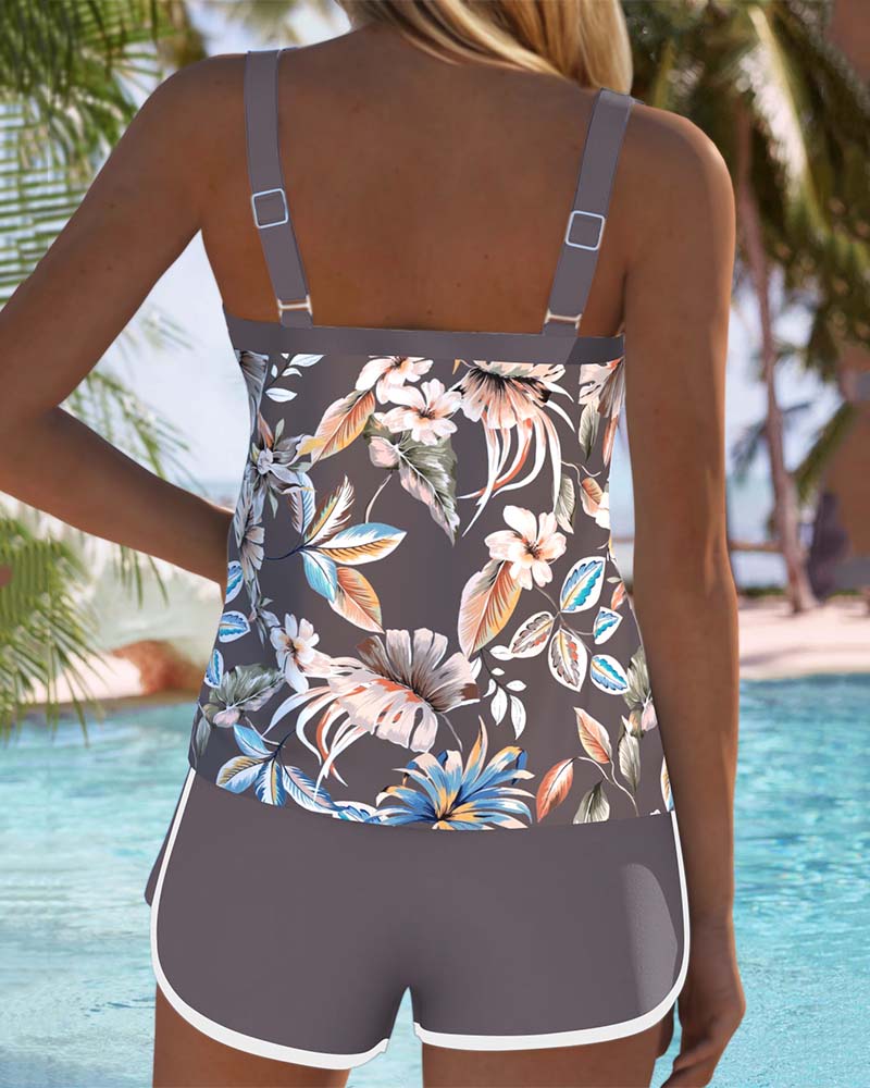 Imke | U-Neck Sleeveless Printed Tankini Top
