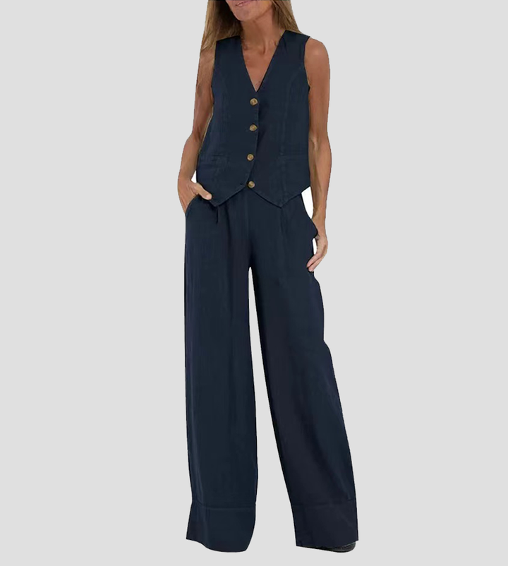 Aira - Button-Up Vest & Wide-Leg Trousers